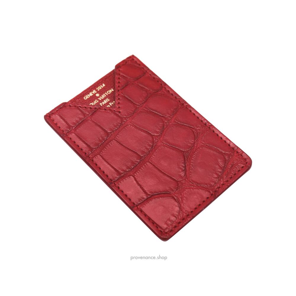 🔴 Louis Vuitton Genève Card Holder Wallet - Red Alligator Leather - Picture 5 of 6
